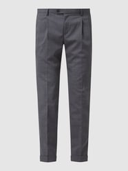 Slim fit bandplooibroek van scheerwol, model 'Tarmac' van Hiltl Grijs / zwart - 3