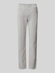 Slim fit broek van fijne corduroy met elastische band van Raphaela By Brax Grijs / zwart - 16