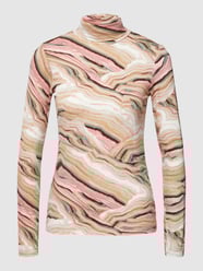 Shirt met lange mouwen met all-over motief van Tom Tailor Denim Beige - 2