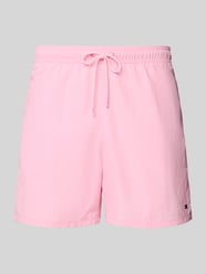 Spodenki kąpielowe o kroju regular fit z wyhaftowanym logo od Tommy Hilfiger Fuksjowy - 17