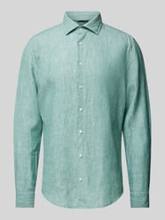 Slim Fit Leinenhemd mit Kentkragen von SEIDENSTICKER Grün - 5