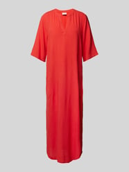 Sukienka midi z bocznymi, wpuszczanymi kieszeniami model ‘milia’ od Kaffe Pomarańczowy - 35