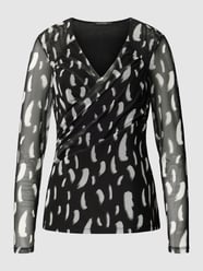 Blusenshirt mit Allover-Muster von comma Grau / Schwarz - 42