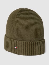 Beanie mit Label-Stitching Modell 'ESSENTIAL FLAG BEANIE' von Tommy Hilfiger Grün - 30