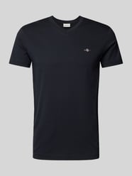 Regular Fit T-Shirt mit Label-Stitching von Gant Schwarz - 4