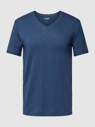 T-shirt z dekoltem w serek od OLYMP Level Five Niebieski - 40