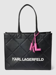 Torba shopper z detalem z logo model ‘skuare’ od Karl Lagerfeld Czarny - 8