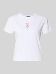 Wąsko skrojony T-shirt z mieszanki bawełny z kwiatowym printem od REVIEW - 9