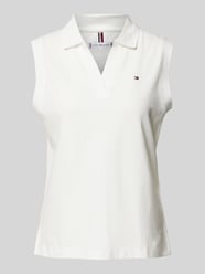 Relaxed Fit Poloshirt mit Label-Stitching und V-Ausschnitt von Tommy Hilfiger Weiß - 35
