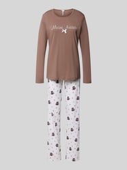 Regular Fit Pyjama aus reiner Baumwolle Modell 'Meine Auszeit' von LOUIS & LOUISA Beige - 14