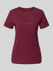Regular fit T-shirt van puur katoen met logoprint van ARMANI EXCHANGE Bordeaux - 21