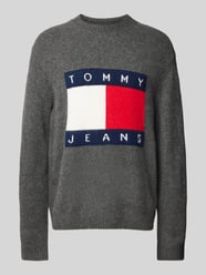 Regular fit gebreide pullover met labelstitching van Tommy Jeans Grijs / zwart - 38