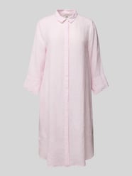 Knielanges Hemdblusenkleid aus Leinen mit 3/4-Arm Modell 'GRACY' von 0039 Italy Pink - 6