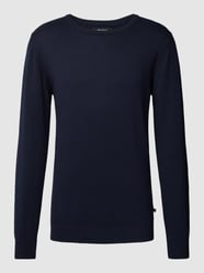 Gebreide pullover met geribde ronde hals, model 'Jones' van Matinique Blauw - 10