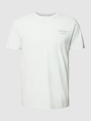 T-Shirt in unifarbenem Design mit Label-Print von Esprit Blau - 33