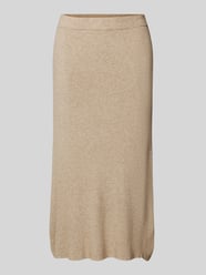 Knielange gebreide rok met elastische band, model 'COMFY' van Vila Beige - 13