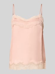 Top bluzkowy o kroju regular fit z obszyciem z koronki od Jake*s Collection Fuksjowy - 5