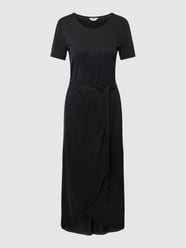 Maxi-jurk met strikceintuur, model 'Annie Nadia' van Object Grijs / zwart - 19