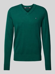 Sweter z dzianiny z wyhaftowanym logo model ‘PIMA’ od Tommy Hilfiger Zielony - 34