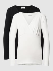 Umstands-Longsleeve in Wickel-Optik Modell 'Emma' im 2er-Pack von Mamalicious Grau / Schwarz - 32