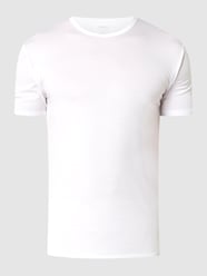 T-Shirt mit geripptem Rundhalsausschnitt von Mey Weiß - 32