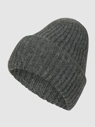 Czapka beanie z prążkowaną fakturą  od Loevenich Szary - 32