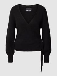 Cardigan in Wickel-Optik Modell 'ELLEN' von Pieces Schwarz - 34