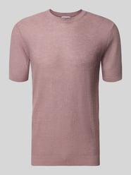 slim fit T-shirt van linnenmix in tricotlook van Antony Morato Fuchsia - 9