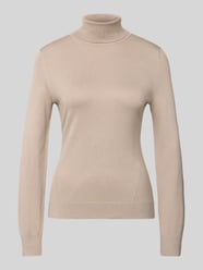 Slim fit coltrui met geribde boorden van COMMA Beige - 5