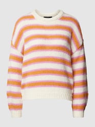 Gebreide pullover met streepmotief, model 'RHAPSODY' van Vero Moda Oranje - 36