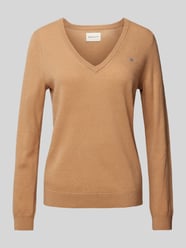 Wollpullover mit V-Ausschnitt von Gant Braun - 36