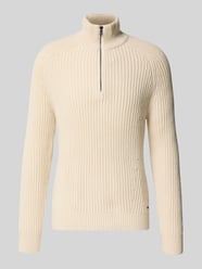 Strickpullover aus Schurwoll-Mix mit Troyer-Kragen von ROY ROBSON Beige - 37