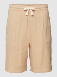 Szorty z bawełny z fakturowanym wzorem model ‘MUSLIN SHORTS’ od REVIEW Beżowy - 33