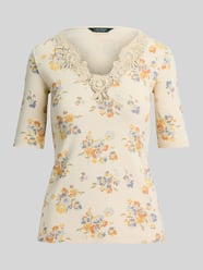 slim fit T-shirt van katoenmix met kant van Lauren Ralph Lauren Beige - 34