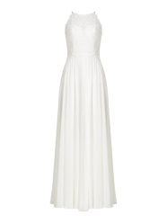 Brautkleid mit Oberteil aus floraler Häkelspitze von Luxuar Beige - 8