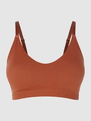 Biustonosz typu bralette o prążkowanej fakturze  od Saisei Brązowy - 37