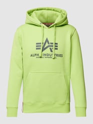 Hoodie mit Känguru-Tasche und Label-Print von Alpha Industries Gelb - 18