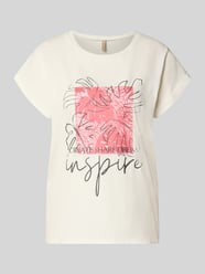 t-shirt z przyszytą zakładką na rękawach model 'RINA' od Soyaconcept Fuksjowy - 47