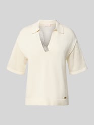 Koszulka polo o kroju relaxed fit w dzianinowym wyglądzie z aplikacją z cyrkonii od Liu Jo Sport - 1