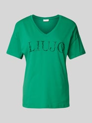 T-Shirt mit Strasssteinbesatz von Liu Jo White Grün - 40