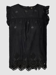Blouse van puur katoen met broderie anglaise, model 'LODA' van Only Zwart - 13