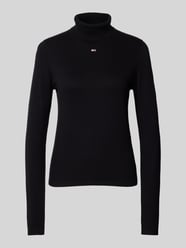 Rollkragenpullover mit Label-Stitching von Tommy Jeans Schwarz - 7