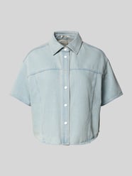 Boxy fit jeansblouse met 1/2-mouwen model 'Ferluna breath' van OPUS - 6