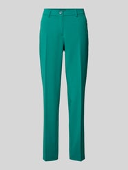 Slim fit stoffen broek met persplooien van More & More Groen - 24