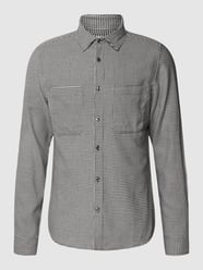 Slim Fit Freizeithemd mit Hahnentrittmuster von s.Oliver RED LABEL Grau / Schwarz - 42