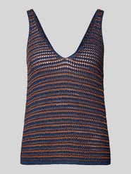 Stricktop in Two-Tone-Machart mit V-Ausschnitt von Stefanel Blau - 33