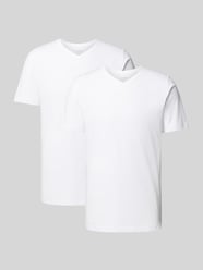T-Shirt mit geripptem V-Ausschnitt im 2er-Pack von OLYMP Level 5 - 47