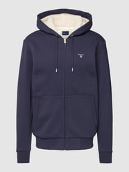 Sweatjacke mit Label-Print Modell 'Sherpa Fleece' von Gant Blau - 27
