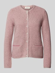 Strickjacke mit Eingrifftaschen aus Schurwolle-Mix von MAERZ Muenchen Rosa - 1