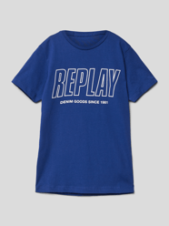 T-shirt met labelprint van Replay Blauw / turquoise - 27